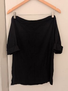 Karen Scott Black Cotton Top with Navy Label